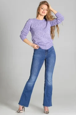 Best Dopasowany sweter z melanżowej dzianiny - niebieski melanż Swetry