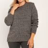 Clearance Dopasowany sweter z melanżowej dzianiny - grafitowy melanż Swetry