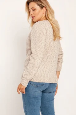 Hot Dopasowany sweter z melanżowej dzianiny - beżowy Swetry