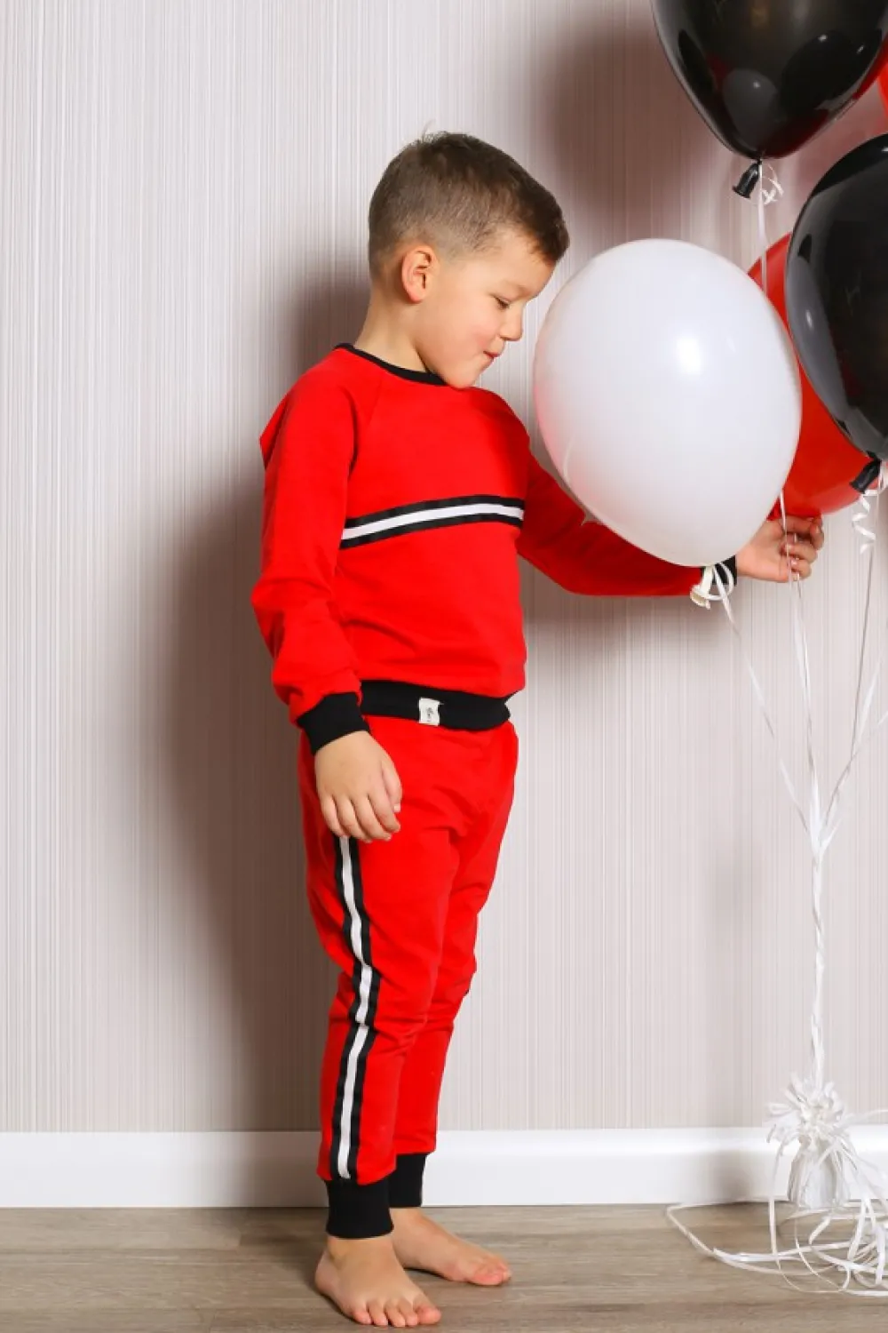 Discount Dresowa bluza dziecięca z lampasem - czerwona Dzieci Odzież Dziecięca