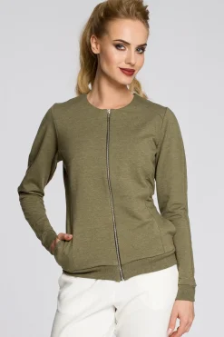 Discount Dresowa kurtka zasuwana na zamek - khaki Odzież Casualowa|Płaszcze I Kurtki Przejściowe