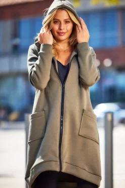 Clearance Długa buza daka overize - khaki Odzież Casualowa|Dobry Skład