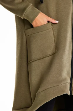 Clearance Długa buza daka overize - khaki Odzież Casualowa|Dobry Skład
