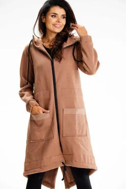 Best Długa buza portowa typu parka - beżowa Odzież Casualowa|Dobry Skład
