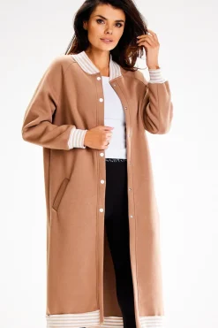New Długa buza typu parka ze tójką - beżowa Odzież Casualowa|Bluzy