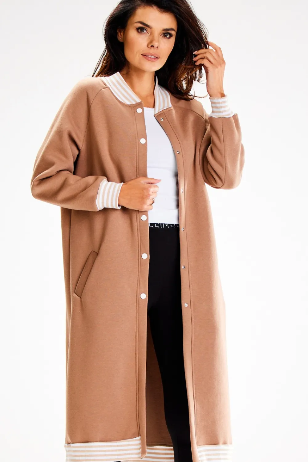 New Długa buza typu parka ze tójką - beżowa Odzież Casualowa|Bluzy