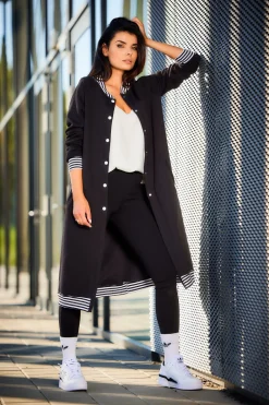 Sale Długa buza typu parka ze tójką - czarna Odzież Casualowa|Bluzy