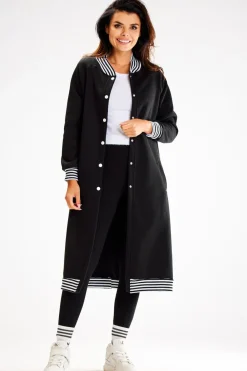 Sale Długa buza typu parka ze tójką - czarna Odzież Casualowa|Bluzy