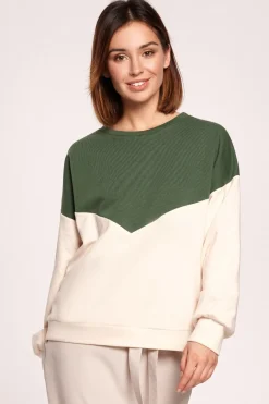 Outlet Dwukolorowa bluza o luźnym kroju - model 1 Bluzy