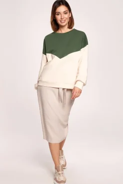 Outlet Dwukolorowa bluza o luźnym kroju - model 1 Bluzy