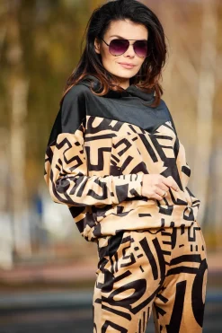 Best Dwukoorowa buza z kapture - beżowa Odzież Casualowa|Bluzy