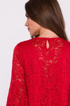 Sale Dwuwartwowa ukienka koronkowa trapezowa – czerwona Koronkowe|Czerwone