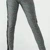 Outlet Elastyczne spodnie legginsy z lampasem - grafitowe Legginsy