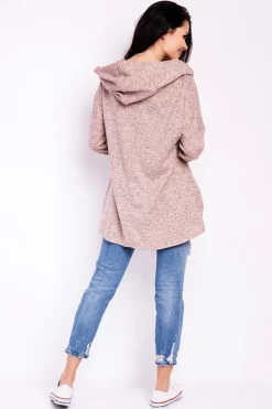 Hot Elegancka bluza damska z kapturem - różowa Dobry Skład|Bluzy