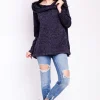 Sale Elegancka bluza damska z kapturem - granatowa Dobry Skład|Bluzy