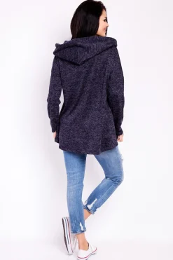 Sale Elegancka bluza damska z kapturem - granatowa Dobry Skład|Bluzy
