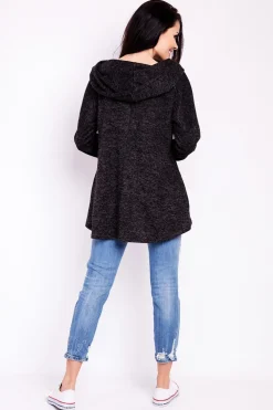 New Elegancka bluza damska z kapturem - grafitowa Dobry Skład|Bluzy