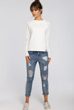 Outlet Eegancka dzianinowa buzka daka - ecru Odzież Casualowa|Bluzki