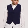 Sale Elegancka kamizelka damska - granatowa Kamizelki|Do Pracy
