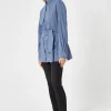 Sale Elegancka koszula wiązana w pasie - jeansowa Koszule