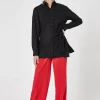 Sale Elegancka koszula wiązana w pasie - czarna Koszule