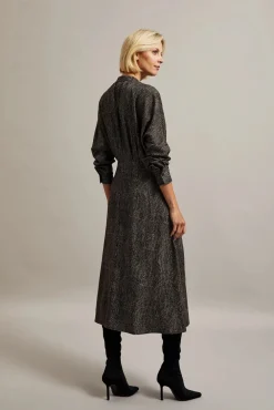 Clearance Elegancka sukienka midi w drobne kropki - czarna Sukienki