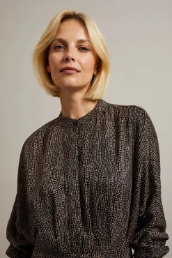 Clearance Elegancka sukienka midi w drobne kropki - czarna Sukienki
