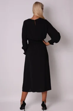 Sale Elegancka sukienka z elastyczną talią - czarna Sukienki Wieczorowe|Sukienki