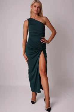 Hot Elegancka sukienka z ozdobnym wiązaniem - zielona Sukienki Wieczorowe|Sukienki