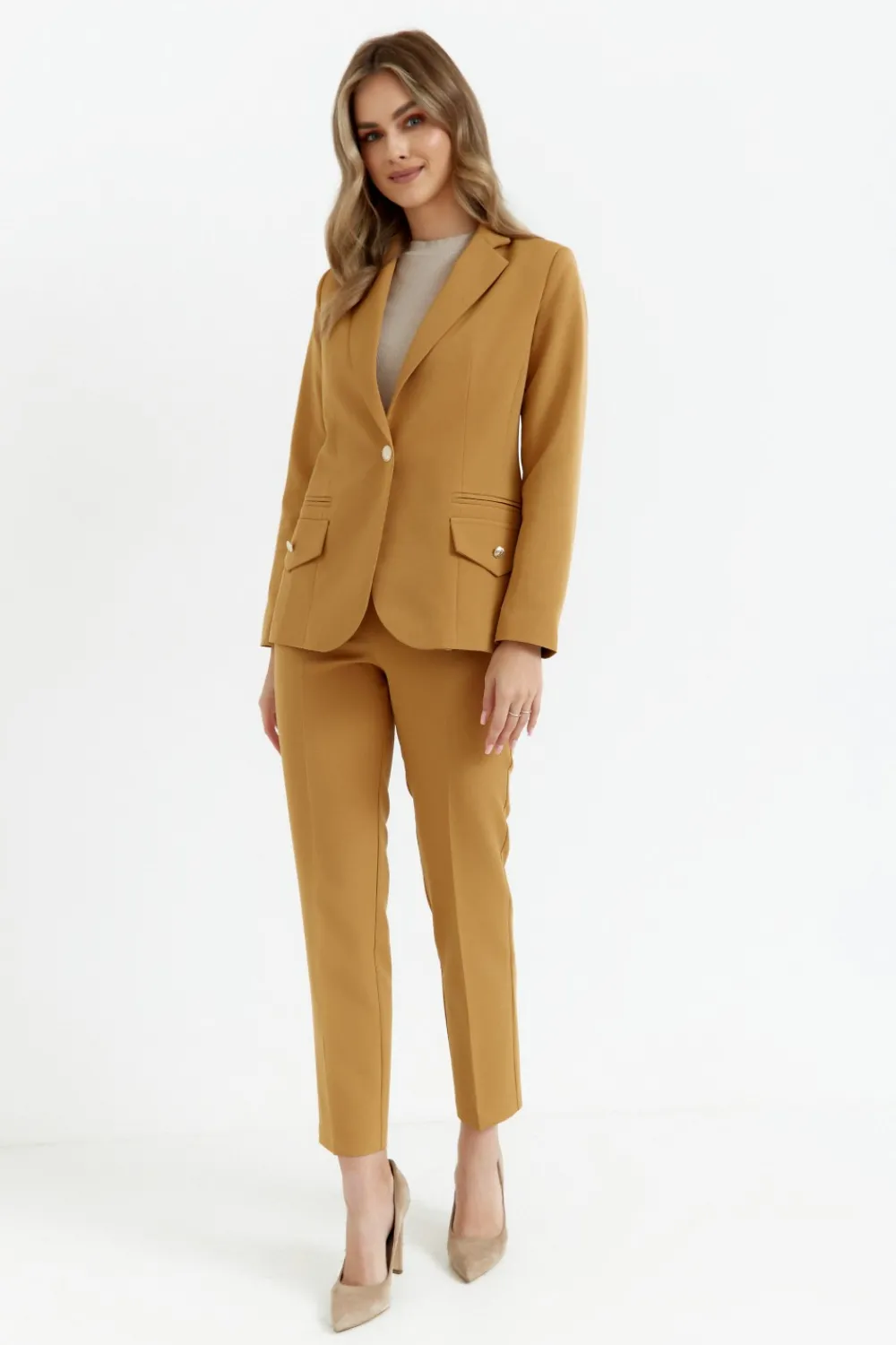 Best Eegancki żakiet z ozdobnyi guzikai - cynaonowy Marynarki