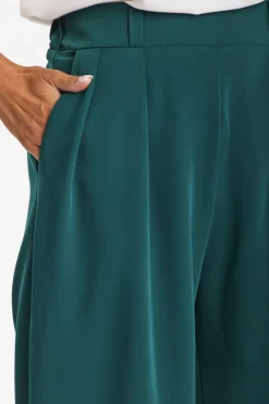 Clearance Eeganckie podnie z zerokii nogawkai - butekowa zieeń Spodnie