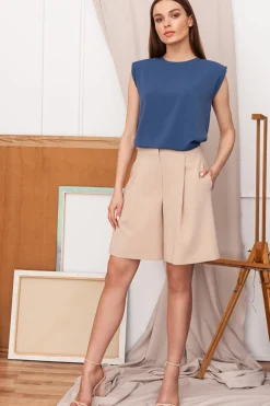 Outlet Eleganckie szorty - beżowe Spodenki