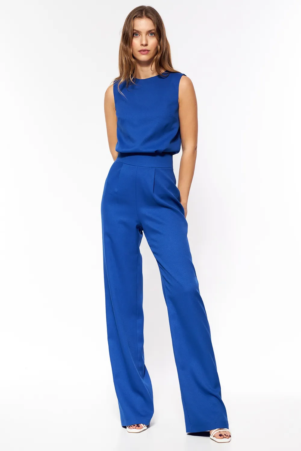 Clearance Eegancki kobinezon bez rękawów - chabrowy Eleganckie Kombinezony|Kombinezony