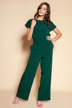 Clearance Eegancki kobinezon z odkrytyi pecai - zieony Eleganckie Kombinezony|Kombinezony