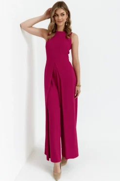 Hot Eegancki kobinezon z zerokii nogawkai - śiwkowy Eleganckie Kombinezony|Kombinezony