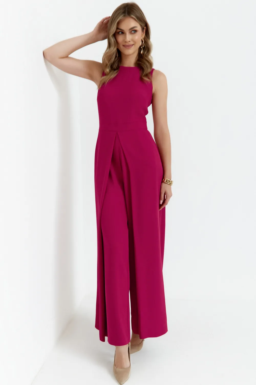 Hot Eegancki kobinezon z zerokii nogawkai - śiwkowy Eleganckie Kombinezony|Kombinezony