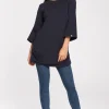 Discount Gładka elegancka tunika - granatowa Tuniki
