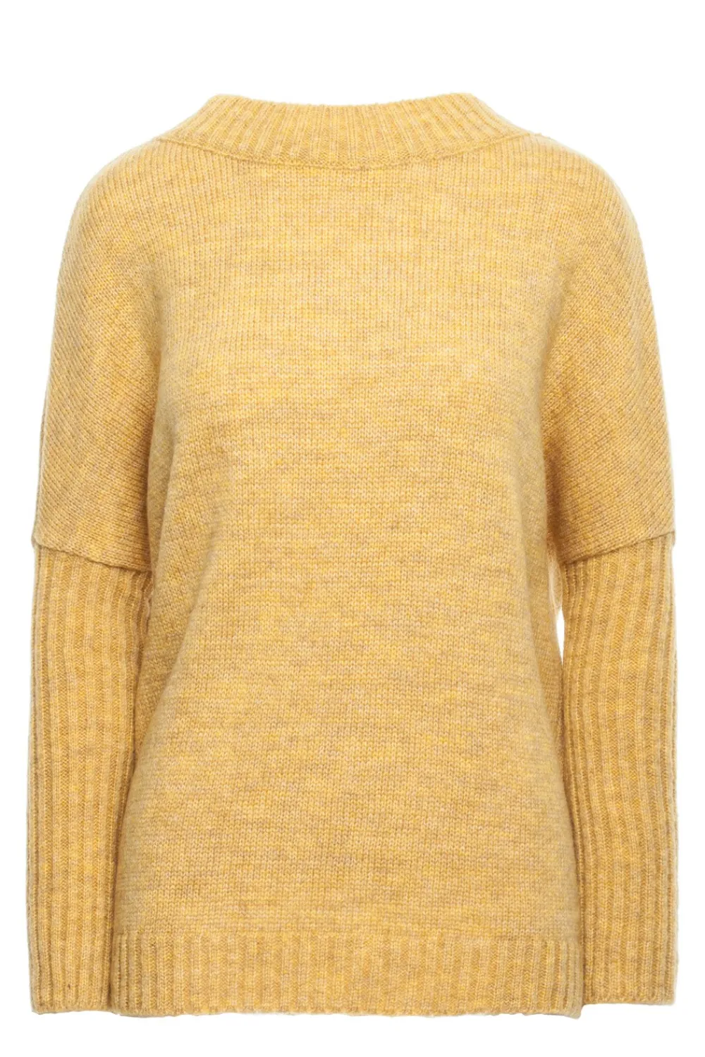 Hot Gruby sweter ze ściągaczem w rękawie - musztardowy Swetry
