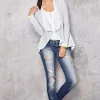 INFINITE YOU M006 Narzutka wdzianko z neonową lamówką - szare Dobry Skład|Bluzy