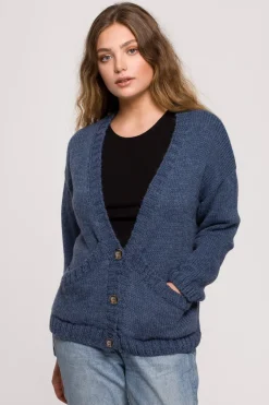 Discount Kardigan na guziki z zerokii kiezeniai - niebieki Swetry