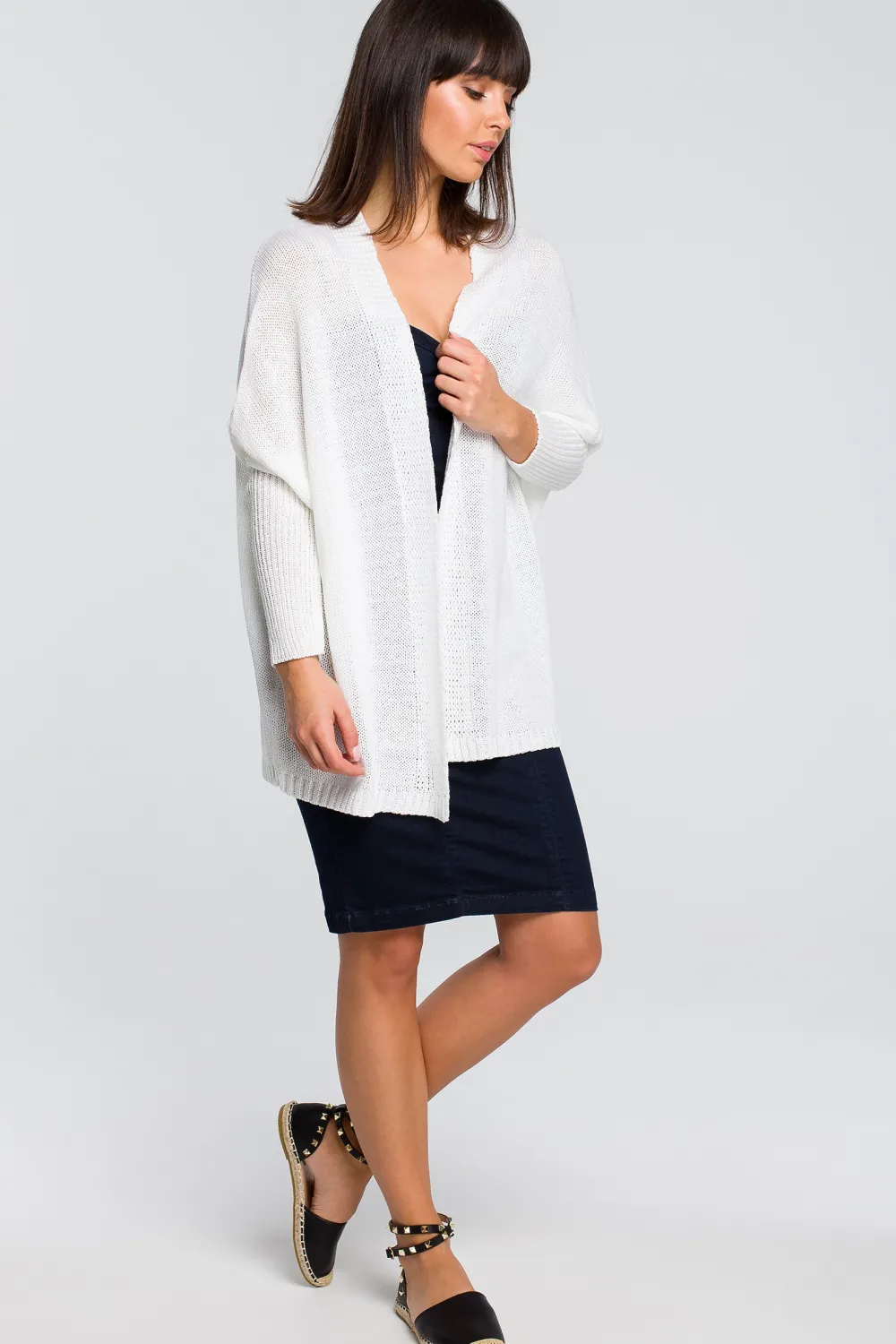 New Kardigan typu oversize - biały Swetry