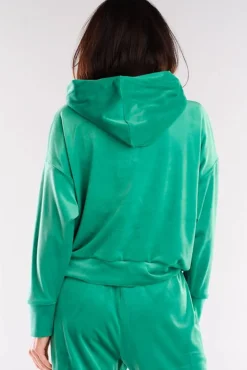 Discount Kayczna buza z kapture z weuru - zieona Odzież Casualowa|Bluzy