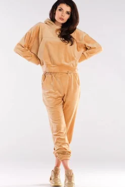 New Kayczna buza z kapture z weuru - beżowa Odzież Casualowa|Bluzy