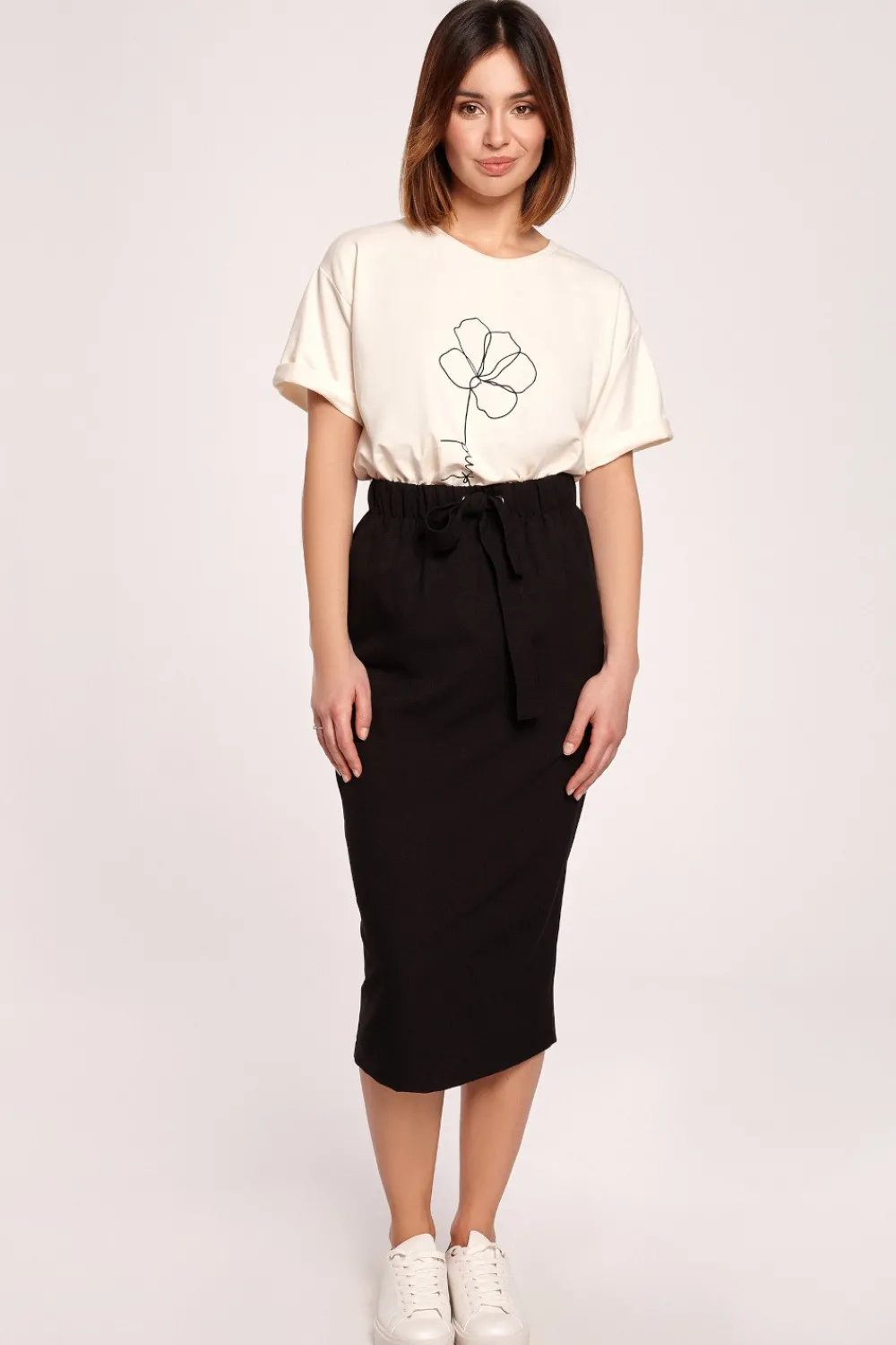 Outlet Kayczny t-hirt z nadrukie - śietankowy Odzież Casualowa|Bluzki