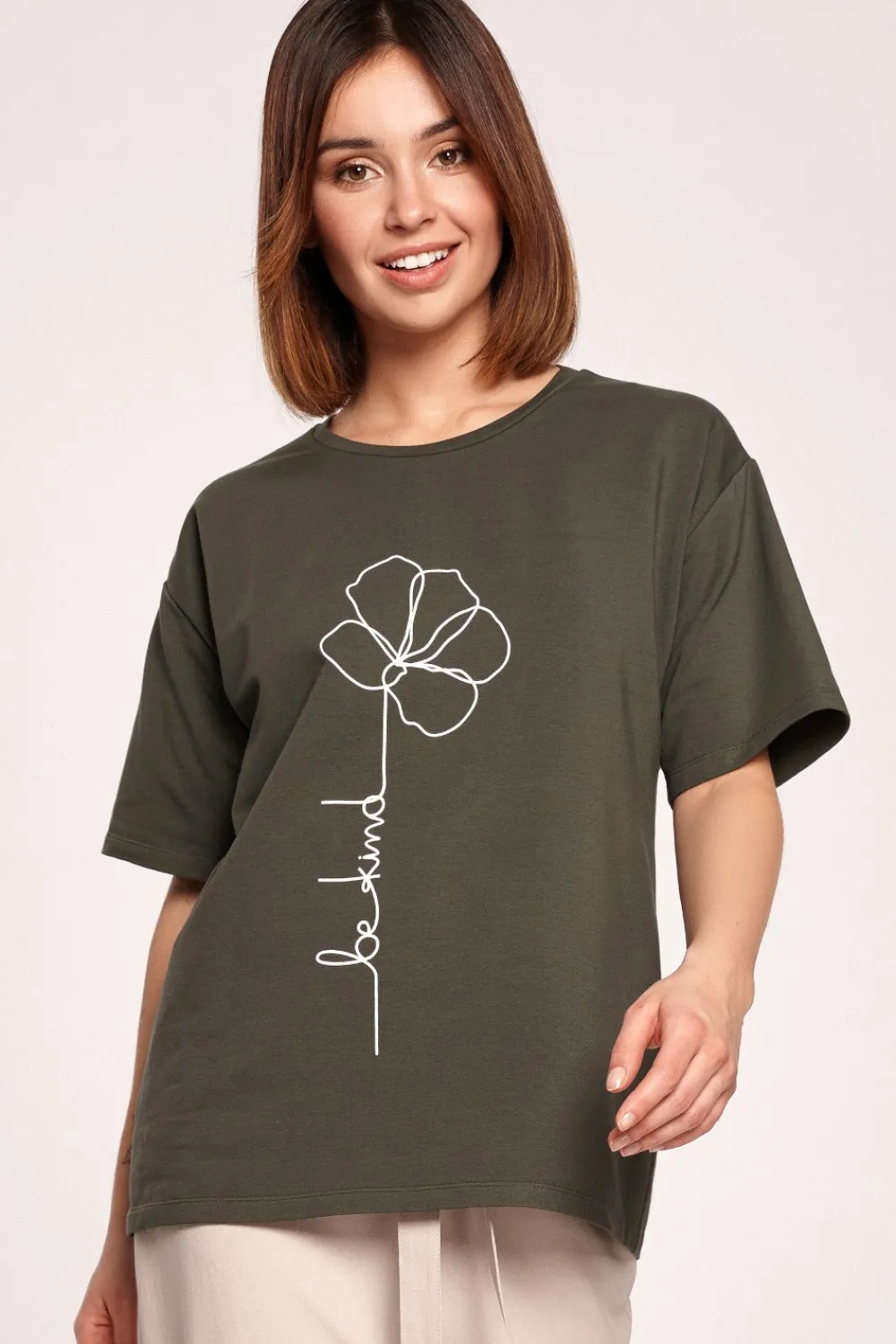 Hot Kayczny t-hirt z nadrukie - iitarno-zieony Odzież Casualowa|Bluzki