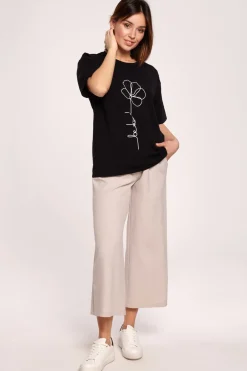 Clearance Kayczny t-hirt z nadrukie - czarny Odzież Casualowa|Bluzki