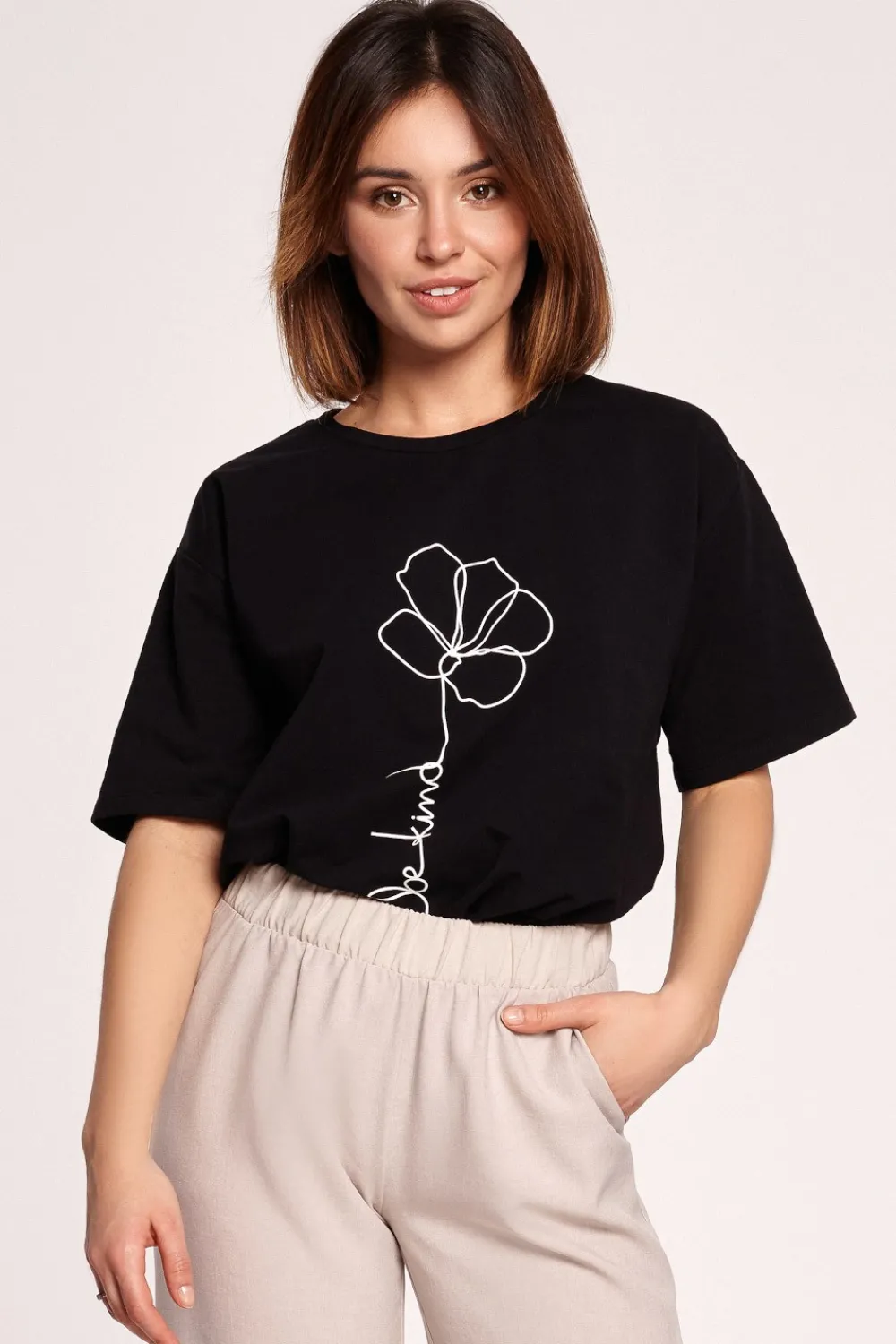 Clearance Kayczny t-hirt z nadrukie - czarny Odzież Casualowa|Bluzki