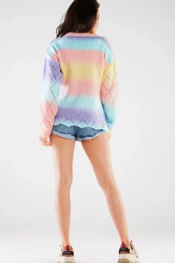 Best Kolorowy sweter z dekoltem V Swetry