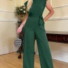 Best Kombinezon bez rękawów - zielony Eleganckie Kombinezony|Kombinezony