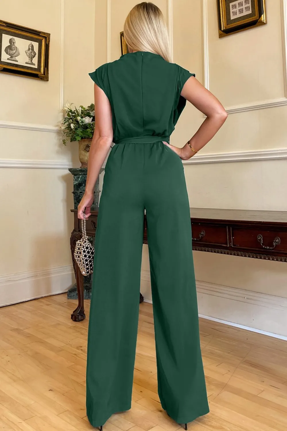 Best Kombinezon bez rękawów - zielony Eleganckie Kombinezony|Kombinezony